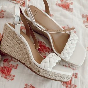 Espardrille Wedge White Twisted Sandal